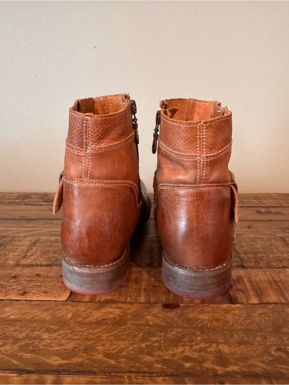 Bed Stu Becca Brown Leather Moto Ankle Boots with Buckle - Picture 7 of 13